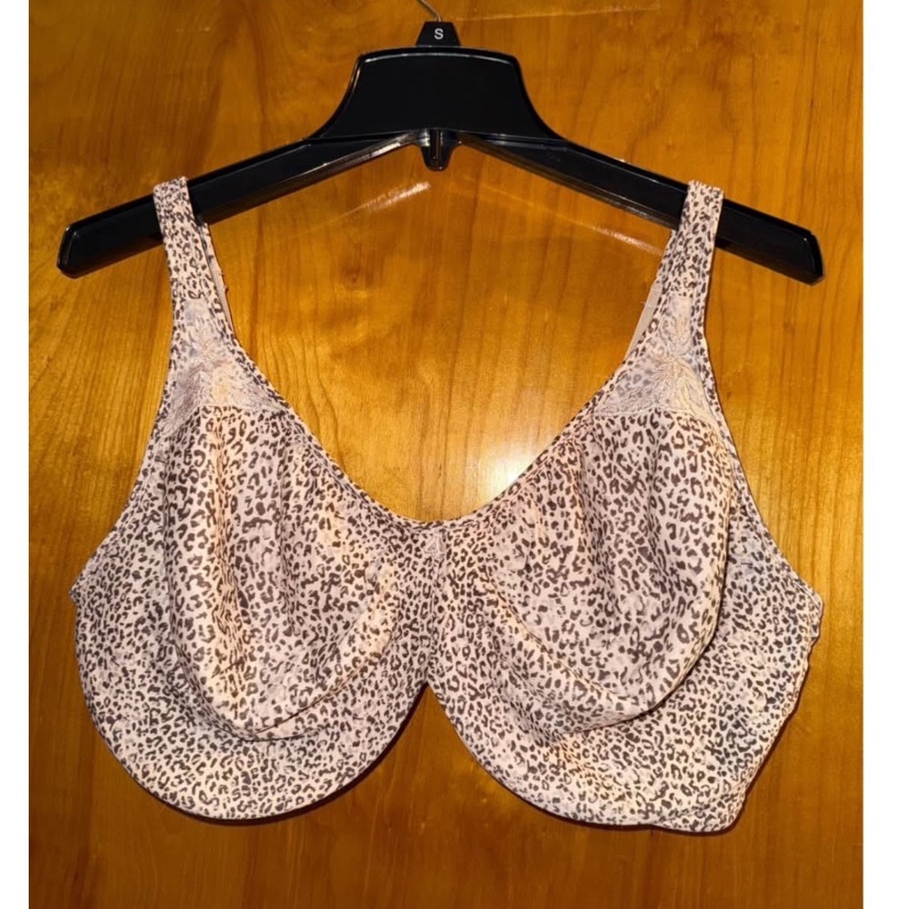 Bali Passion for Comfort Bra 42DD Tan Animal Print Lace Trim Underwire 3385
